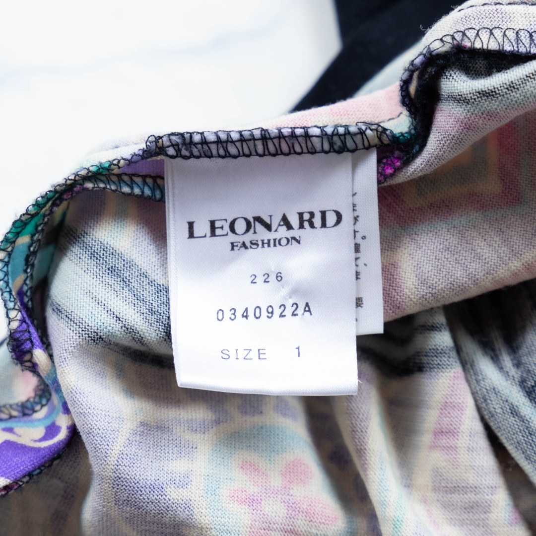 【LEONARD】レオナール　花柄ワンピース　総柄　ウール　Sサイズ　フローラル