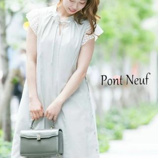 354新品ポンヌフ Pont Neufサイドプリーツワンピース 2号￥38500(ひざ丈ワンピース)