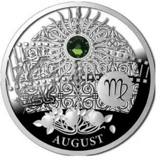 アニバーサリー・クリスタルコイン (8月) シルバープルーフ スワロフスキー(貨幣)