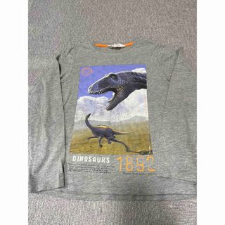 エイチアンドエム(H&M)のグレー　恐竜柄ロンT 130(Tシャツ/カットソー)