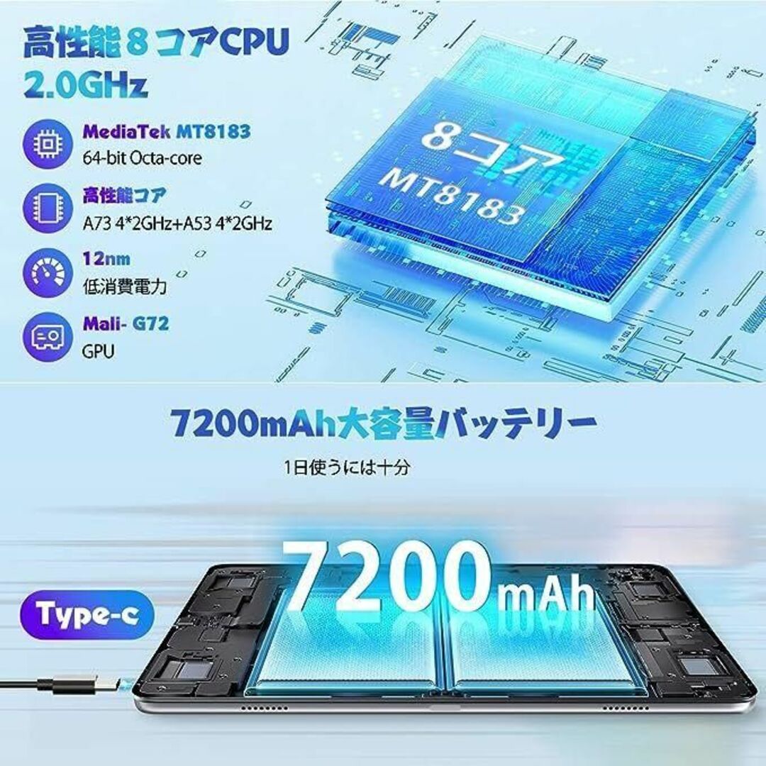 顔認識搭載 ✨ 10インチ タブレット Wi-Fiモデル 8コア 1TB拡張可