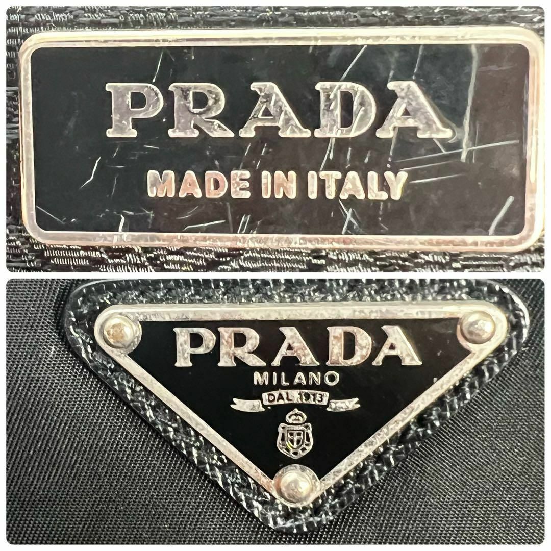 PRADA(プラダ)の【美品】PRADA ナイロン マチなし ショルダーバッグ ブラック 白タグ付 レディースのバッグ(ショルダーバッグ)の商品写真