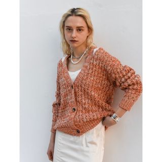 【新品未使用】cut-out knit cardigan(カーディガン)