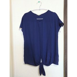 goodday シフォン カットソー 白 紺S　＆　AZULの半袖カットソー(カットソー(半袖/袖なし))