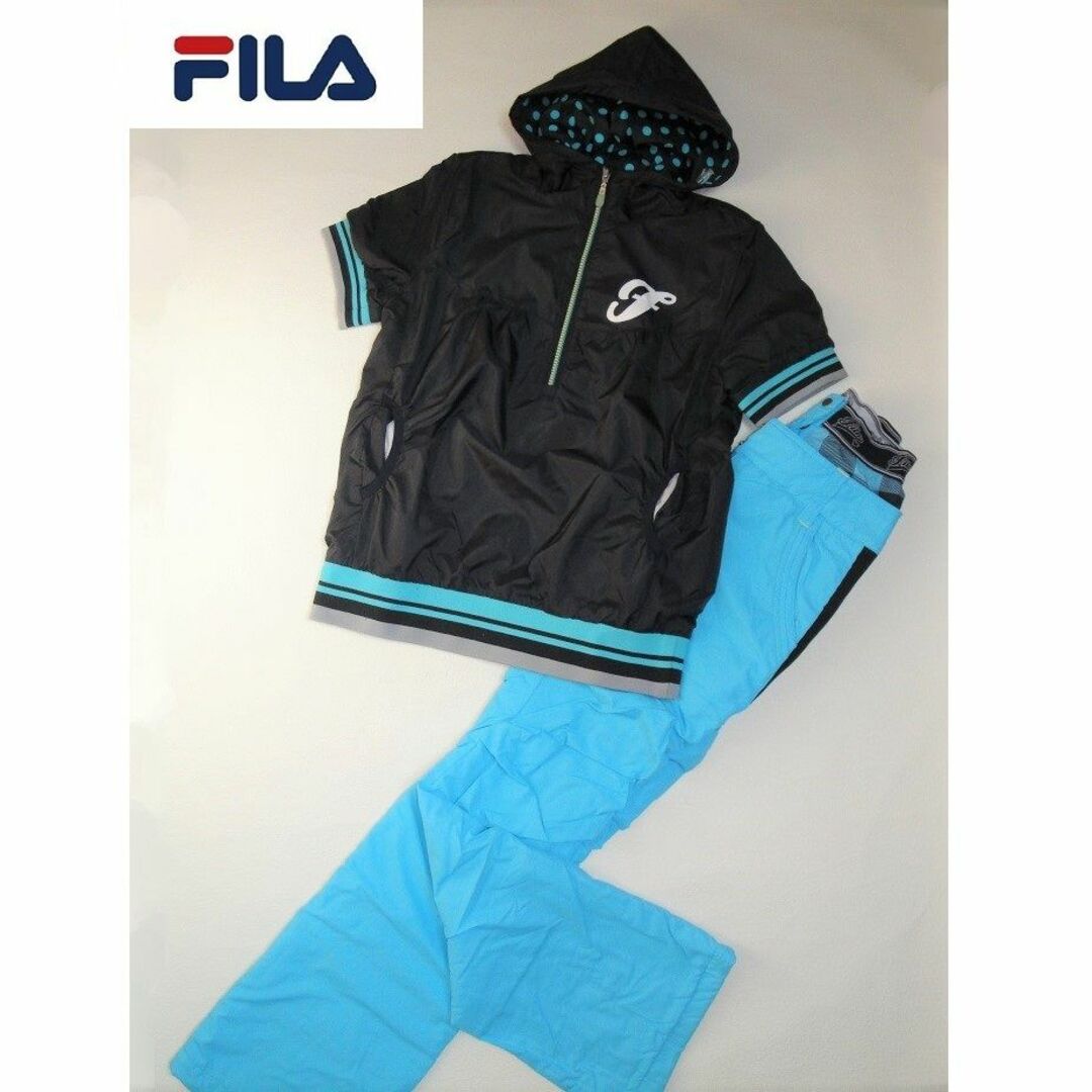 【2点セット】◆FILA◆ ブラック パーカー　ライトブルー パンツ セット | フリマアプリ ラクマ