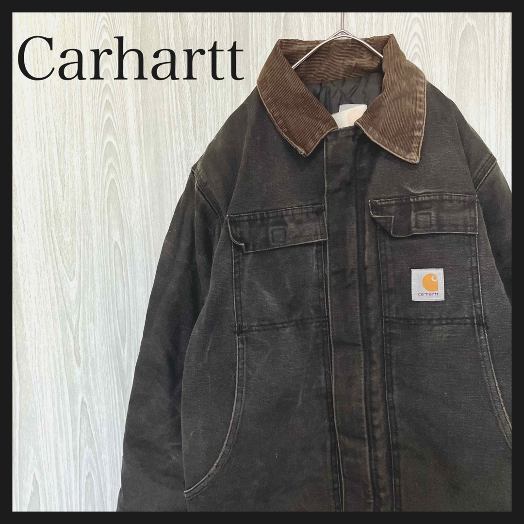 【希少】carhartt カーハート　長袖ジャケット　刺繍ワンポイント　ポケット