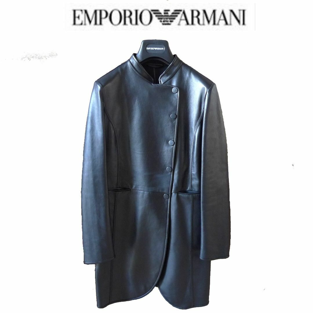 アルマーニ 1枚仕立 ラム レザーコート 38 ☆未使用 E ARMANI