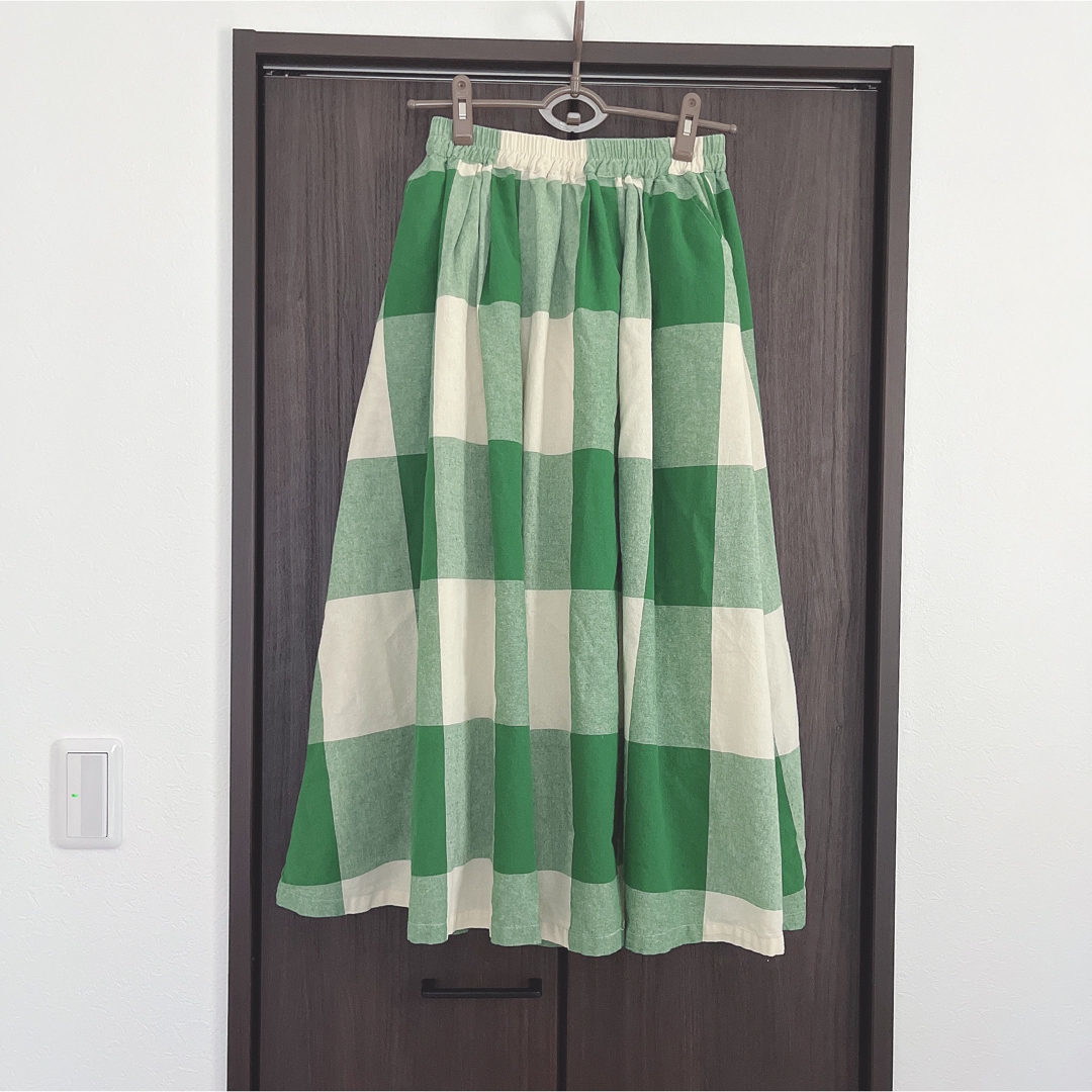 SM2(サマンサモスモス)のサマンサモスモス　Samansa Mos2 ビッグチェック柄スカート　グリーン レディースのスカート(ロングスカート)の商品写真