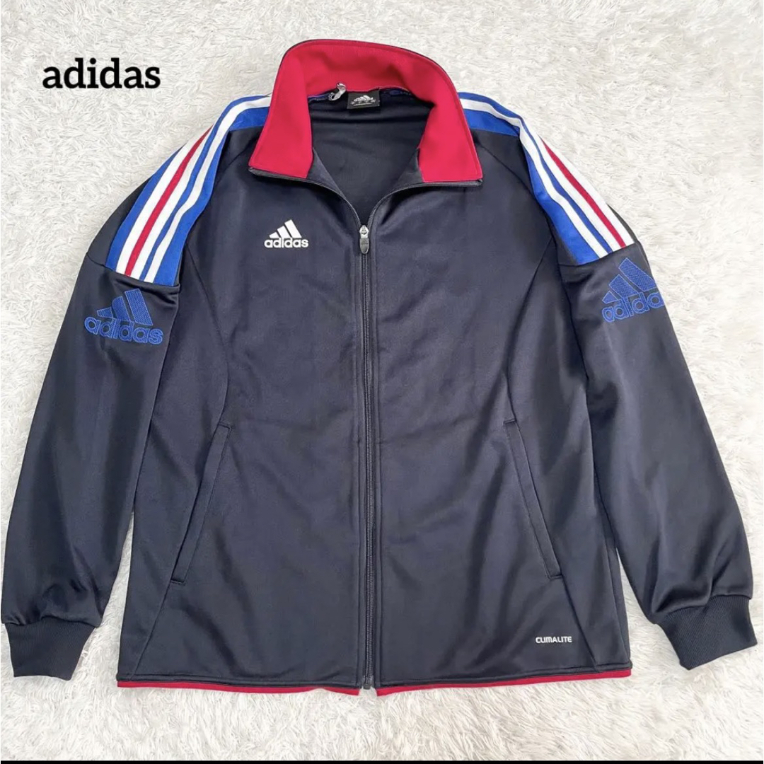 adidas(アディダス)のアディダス　ジャージ　トップス　長袖　デカロゴ　3本ライン　バックプリント　XL メンズのトップス(ジャージ)の商品写真