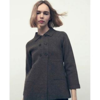 ZARA ザラ ニットラップカーディガン M グレー 新品