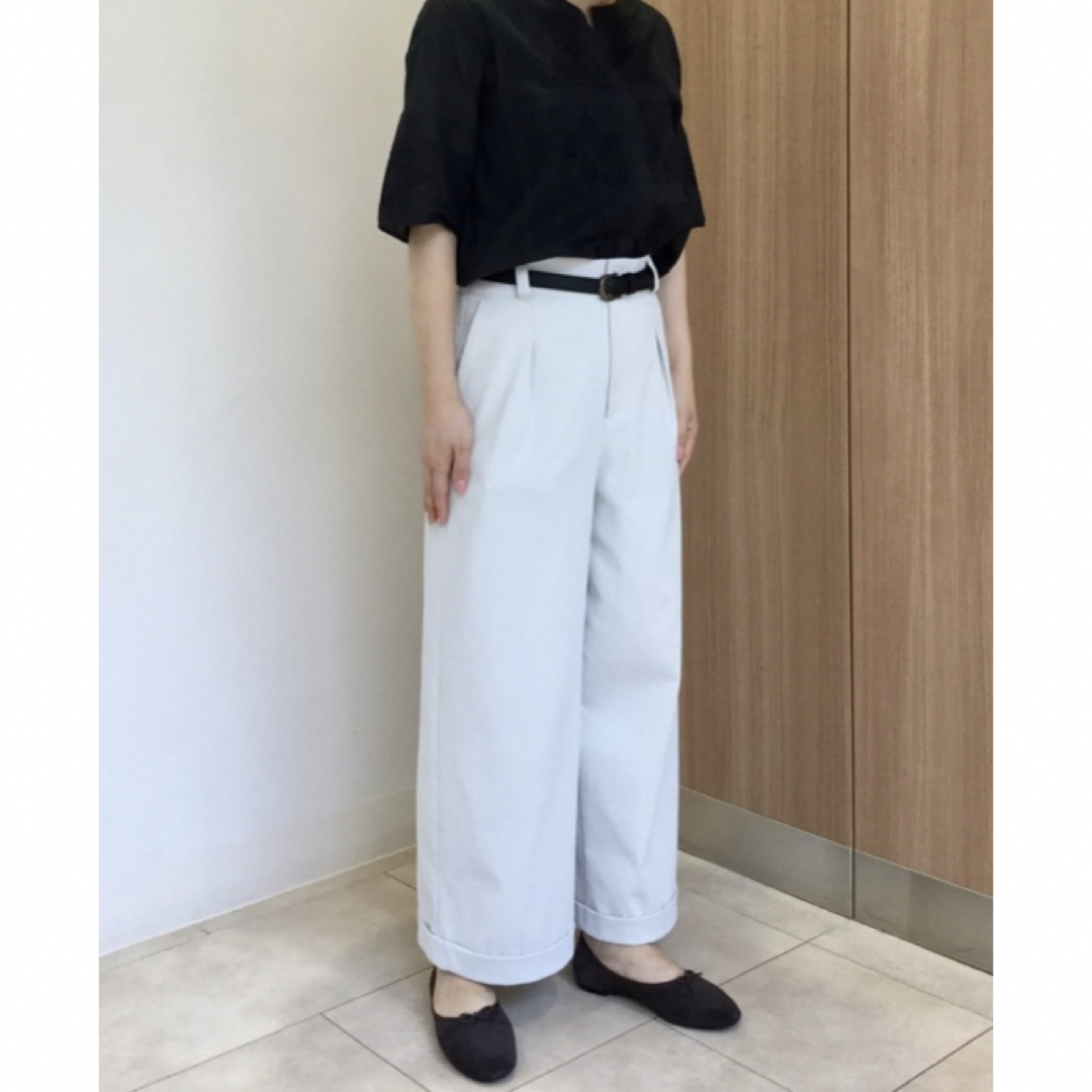 HUMAN WOMAN ハイウエストワイドパンツ(ホワイト)