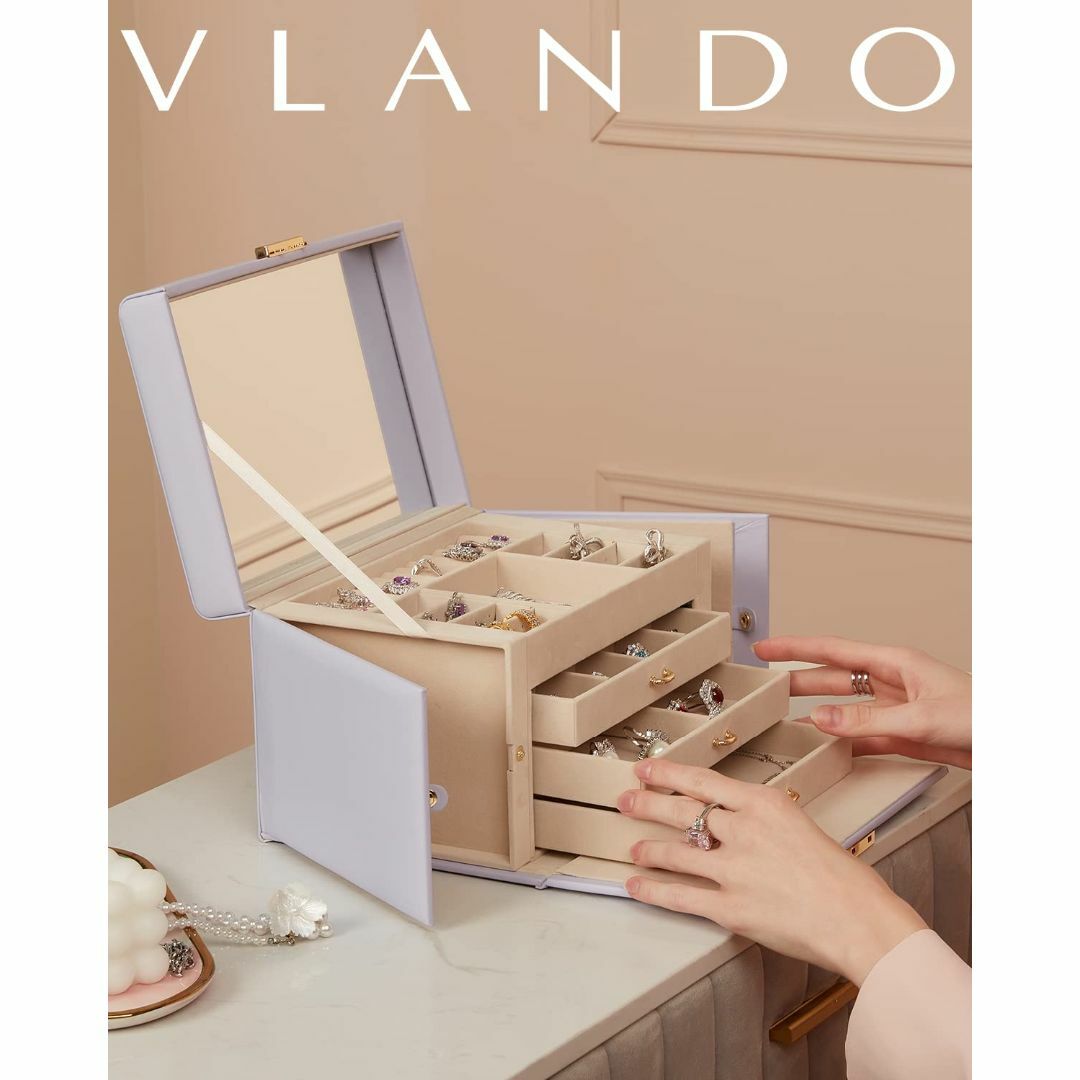 【色: すみれ色】Vlando ジュエリーボックス アクセサリーケース ジュエリ