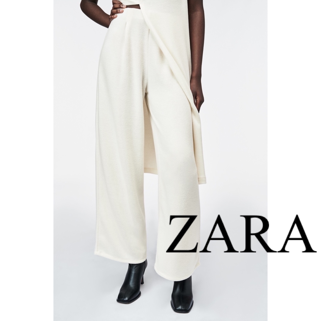 ZARA(ザラ)の新品　ZARA ザラ　ワイドパンツ　パンツ　ニット　大きいサイズ　人気　完売 レディースのパンツ(カジュアルパンツ)の商品写真