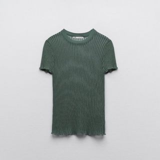 ザラ(ZARA)のZARA ショートスリーブリブトップス(カットソー(半袖/袖なし))