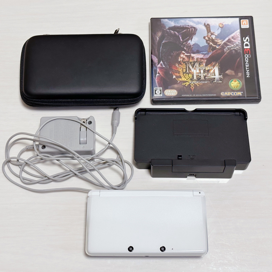 ニンテンドー 3DS 本体 ホワイト 充電器 モンスターハンター 3G 4 ...