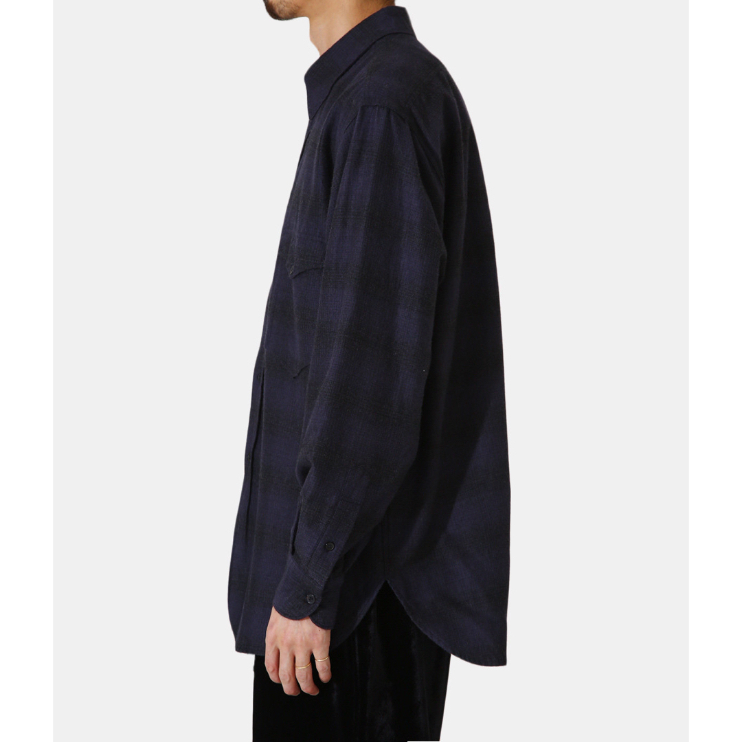 【美品】COMOLI コモリ ウールシルクワークシャツ ネイビー サイズ1
