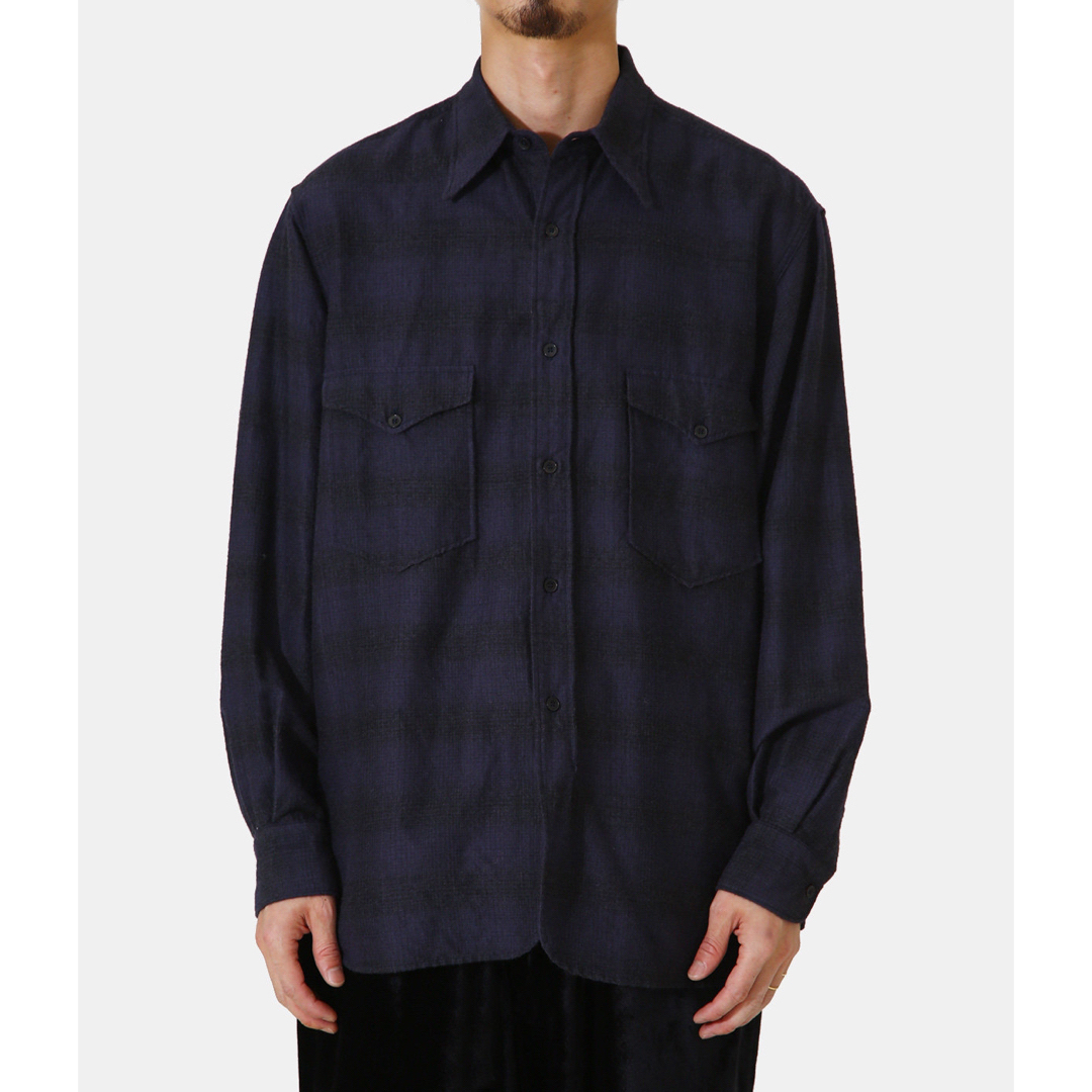 【美品】COMOLI コモリ ウールシルクワークシャツ ネイビー サイズ1 | フリマアプリ ラクマ