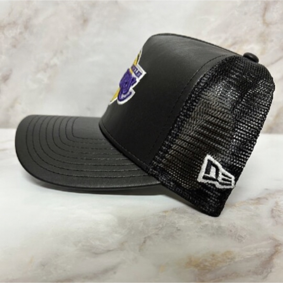 Newera 9forty ロサンゼルスレイカーズ レザーメッシュキャップ