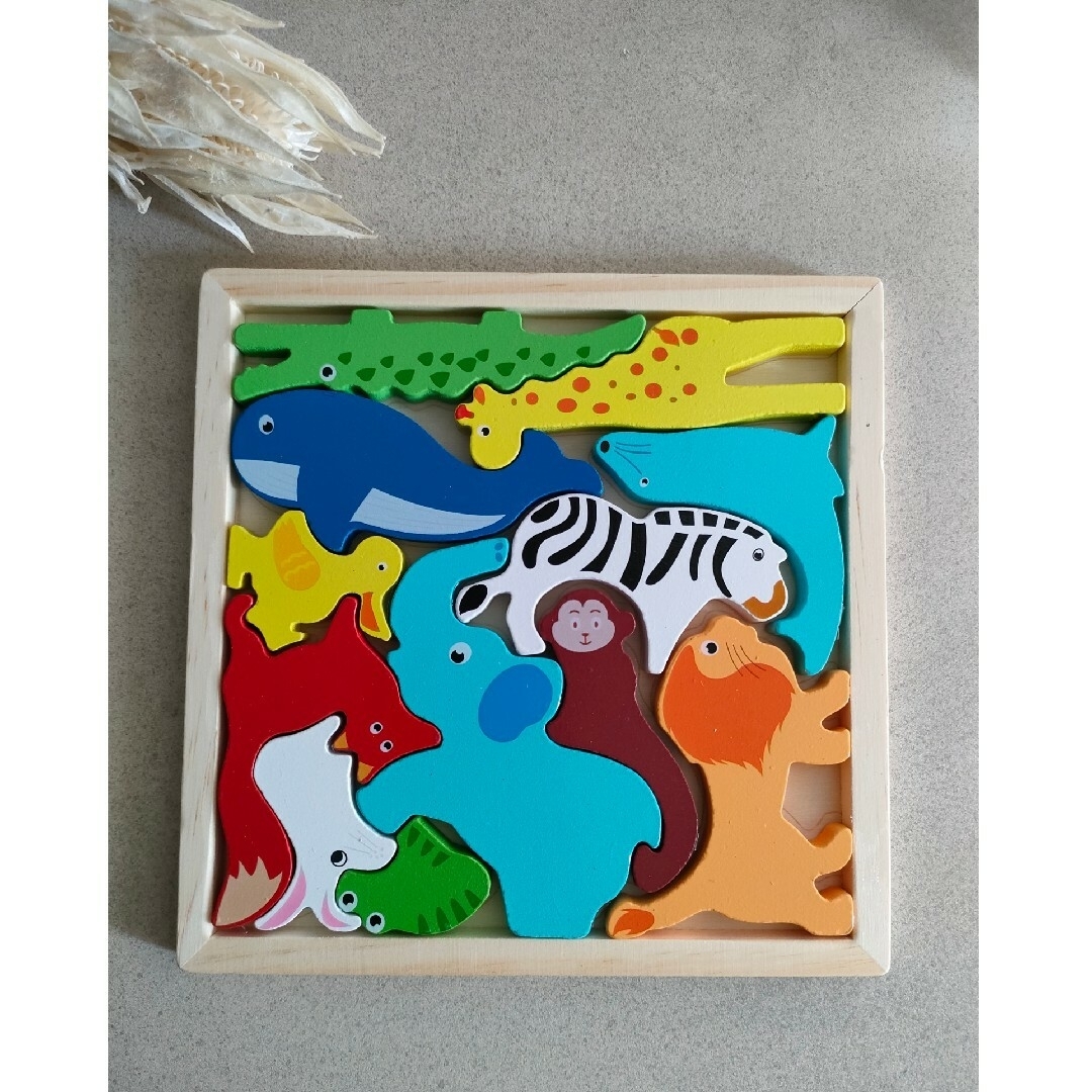 【新品未使用】動物パズル 知育玩具 パズル 持ち運び お出かけ用 新品 パズル