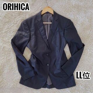 オリヒカ(ORIHICA)のORIHICA テーラードジャケット 細ストライプ ダークネイビー LL位XL((テーラードジャケット)