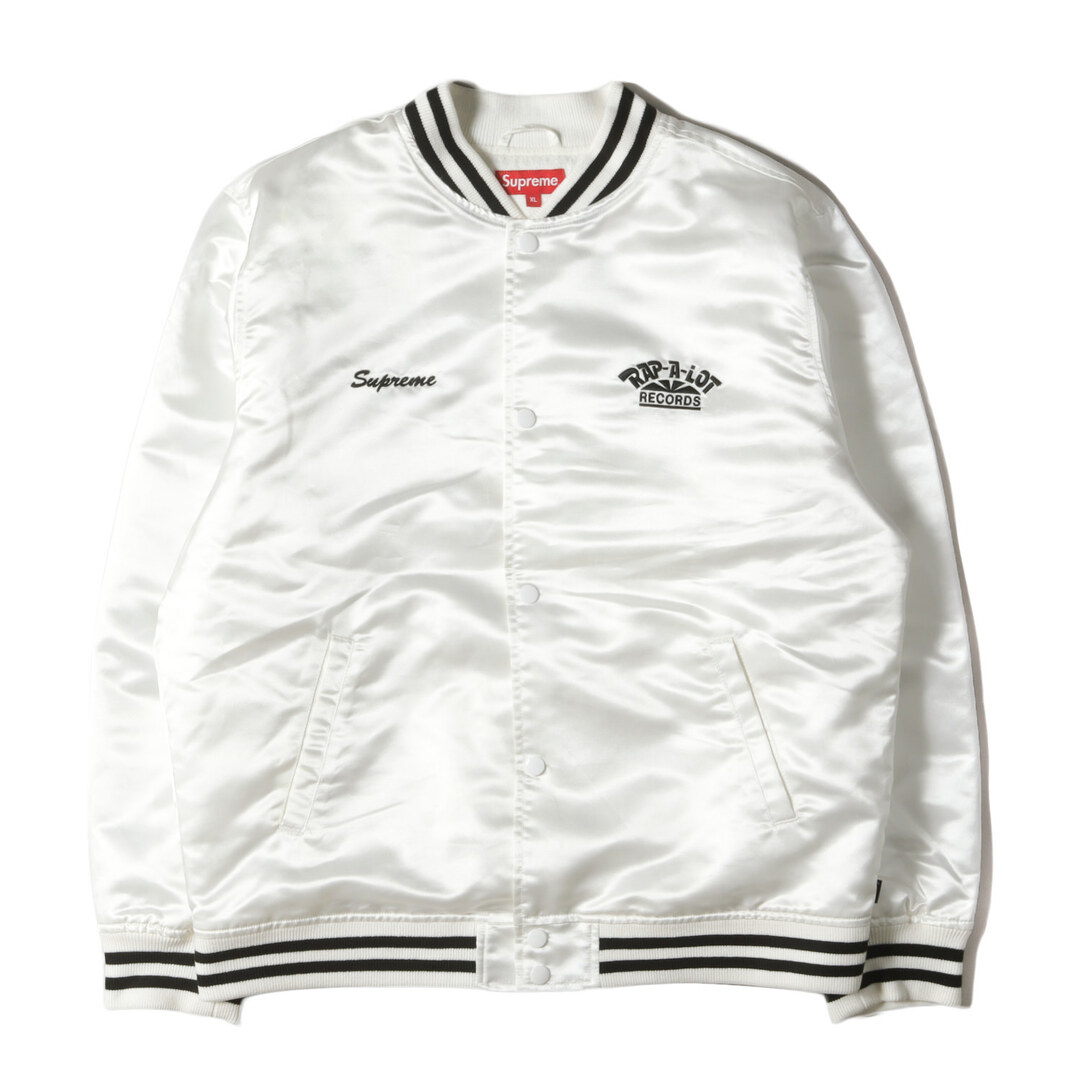 Supreme シュプリーム ジャケット サイズ:XL Rap-A-Lot Records ラップ・ア・ロット・レコード サテン クラブジャケット Satin Club Jacket 17SS ホワイト 白 アウター ブルゾン スタジャン 【メンズ】