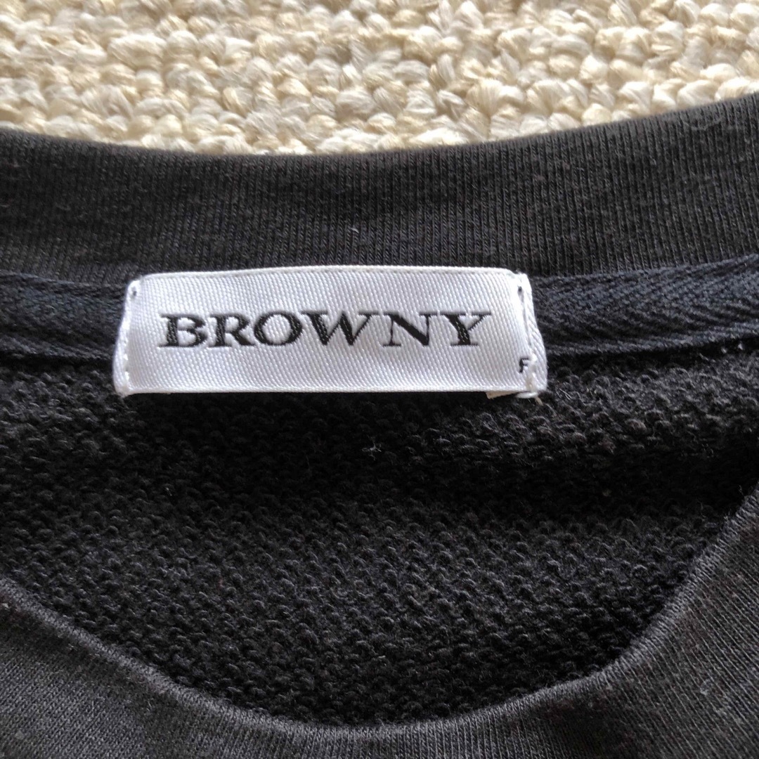 BROWNY(ブラウニー)のBROWNY☆袖がメッシュのトップス　　ショート丈　フリーサイズ　ブラック レディースのトップス(カットソー(長袖/七分))の商品写真