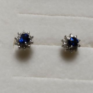サファイア ピアス ダイヤ ブルー 誕生石 プラチナ