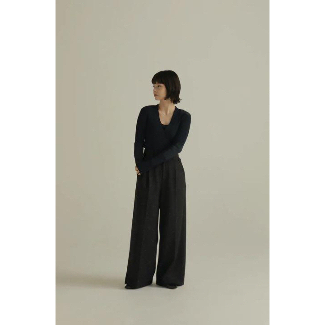 louren color nep tweed wide pants-