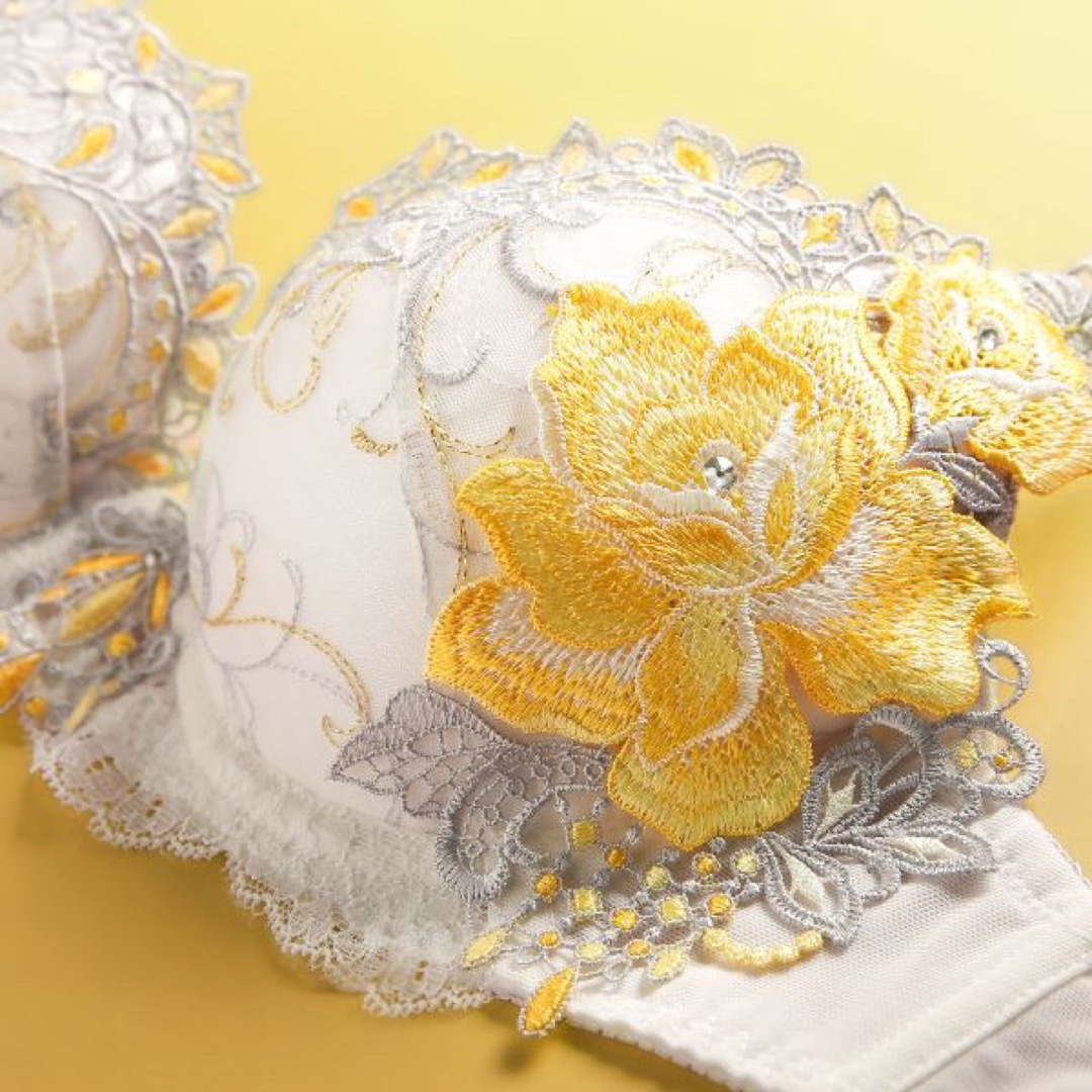 豪華絢爛♡ベルローズ刺繍ブラジャー&Tバック、新品未使用タグ付き(ネイビー)