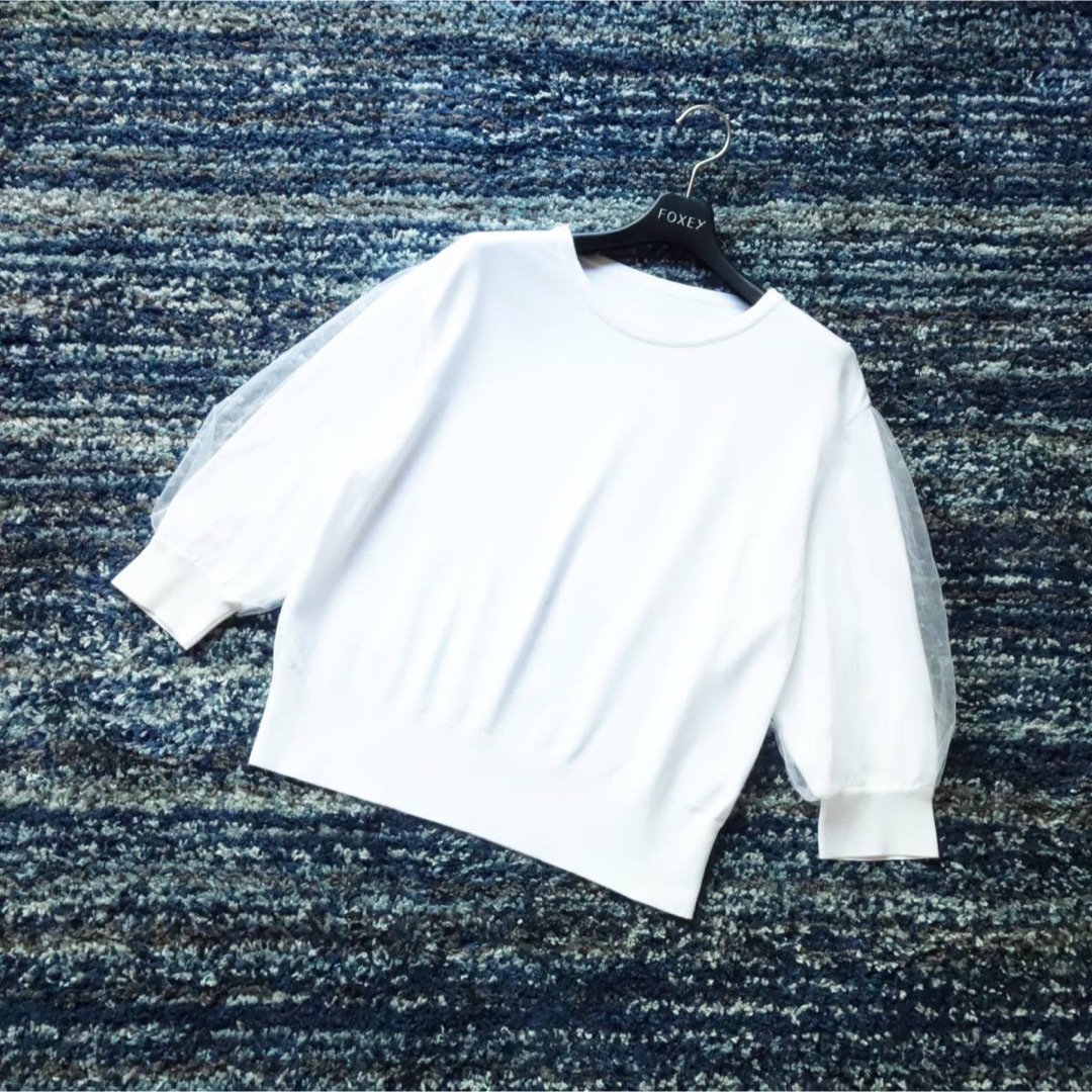 FOXEY 40 ホワイト Ballon Knit Tops - ニット/セーター