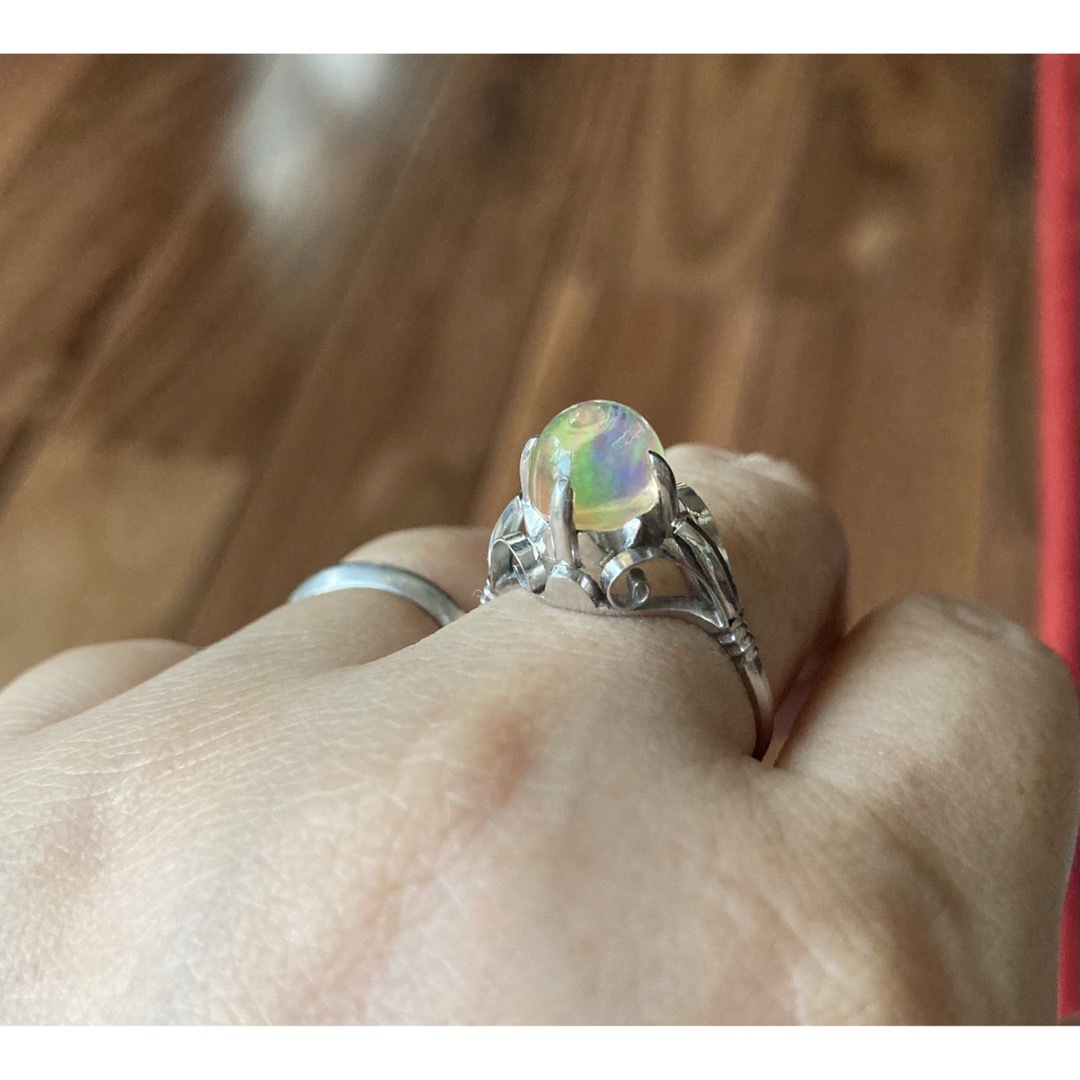 昭和レトロ　pm850 天然メキシコファイヤオパール　リング レディースのアクセサリー(リング(指輪))の商品写真