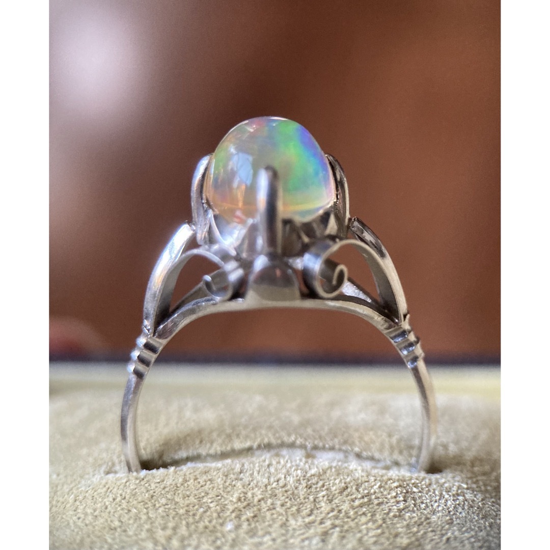 昭和レトロ　pm850 天然メキシコファイヤオパール　リング レディースのアクセサリー(リング(指輪))の商品写真