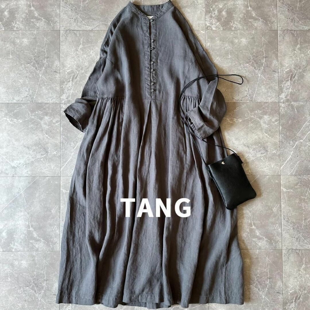 nest Robe - 美品 タング TANG リネンバンドカラーギャザーワンピース ...