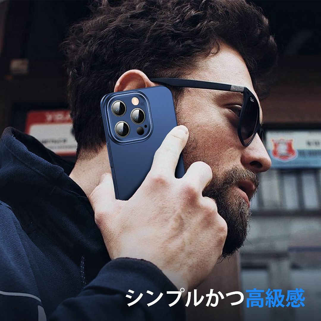 【色: ブルー】「ほぼ裸」CASEKOO iPhone 13プロ ケース ガラス