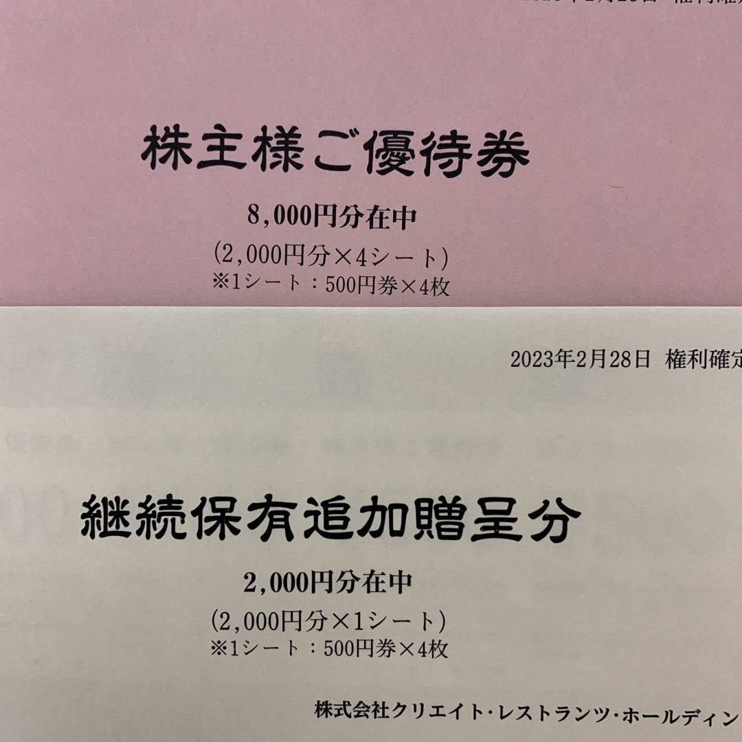 ファッション通販 分 クリエイトレストランツ 株主優待券 クリエイト