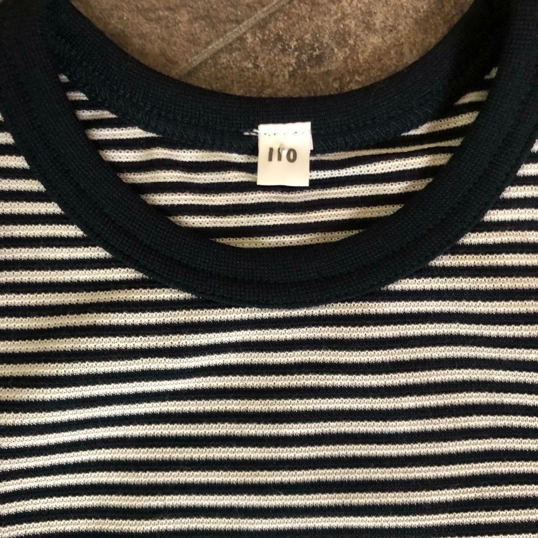 MUJI (無印良品)(ムジルシリョウヒン)の美品 MUJI 無印良品 ボーダー Tシャツ キッズ 110 キッズ/ベビー/マタニティのキッズ服男の子用(90cm~)(Tシャツ/カットソー)の商品写真