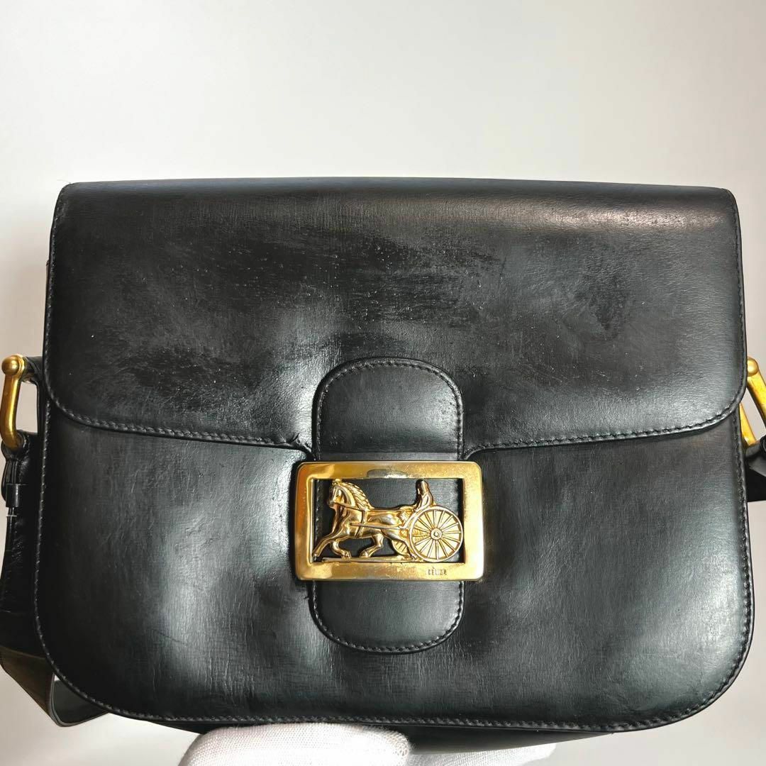 CELINE 馬車金具 ショルダーバッグ レザー オールドセリーヌ 希少品-