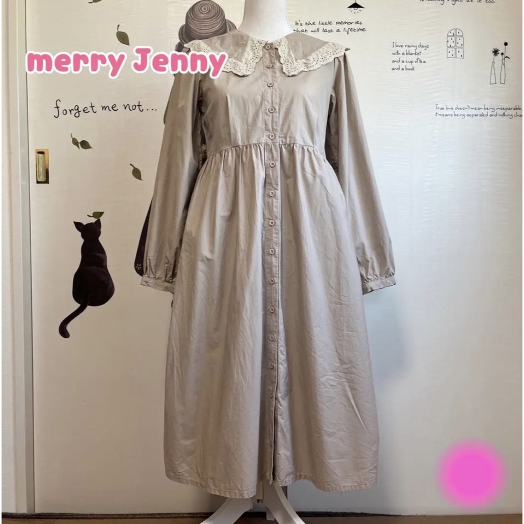 merry jenny(メリージェニー)の∇945 メリージェニー くすみピンク系 襟レース ワンピ レディースのワンピース(ロングワンピース/マキシワンピース)の商品写真