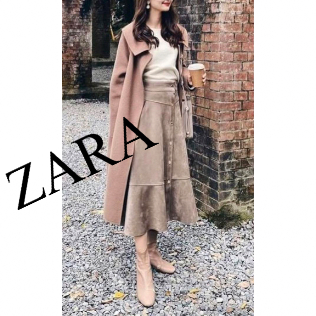 ZARA(ザラ)の美品　ZARA ザラ　ロングスカート　ペプラムスカート　スエード　人気　完売 レディースのスカート(ロングスカート)の商品写真