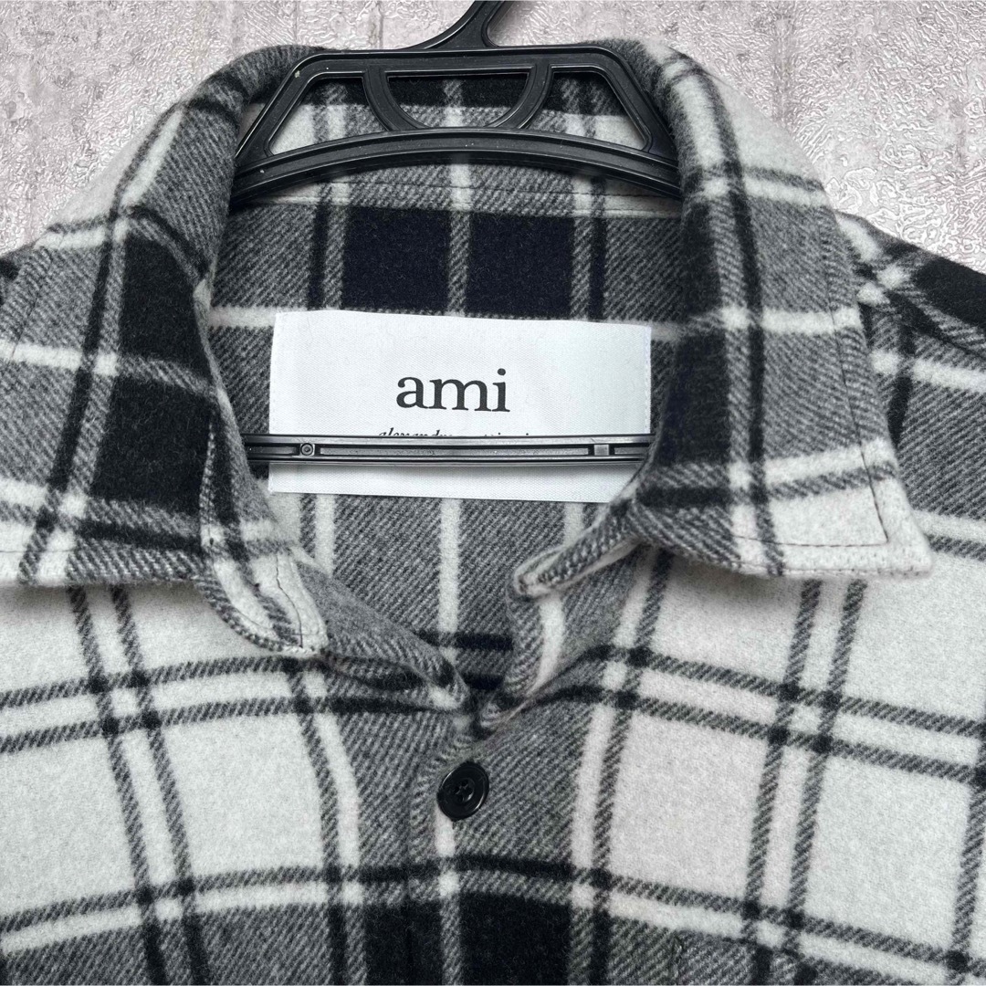 AMI paris チェック柄 背面プリント シャツ ジャケット - シャツ