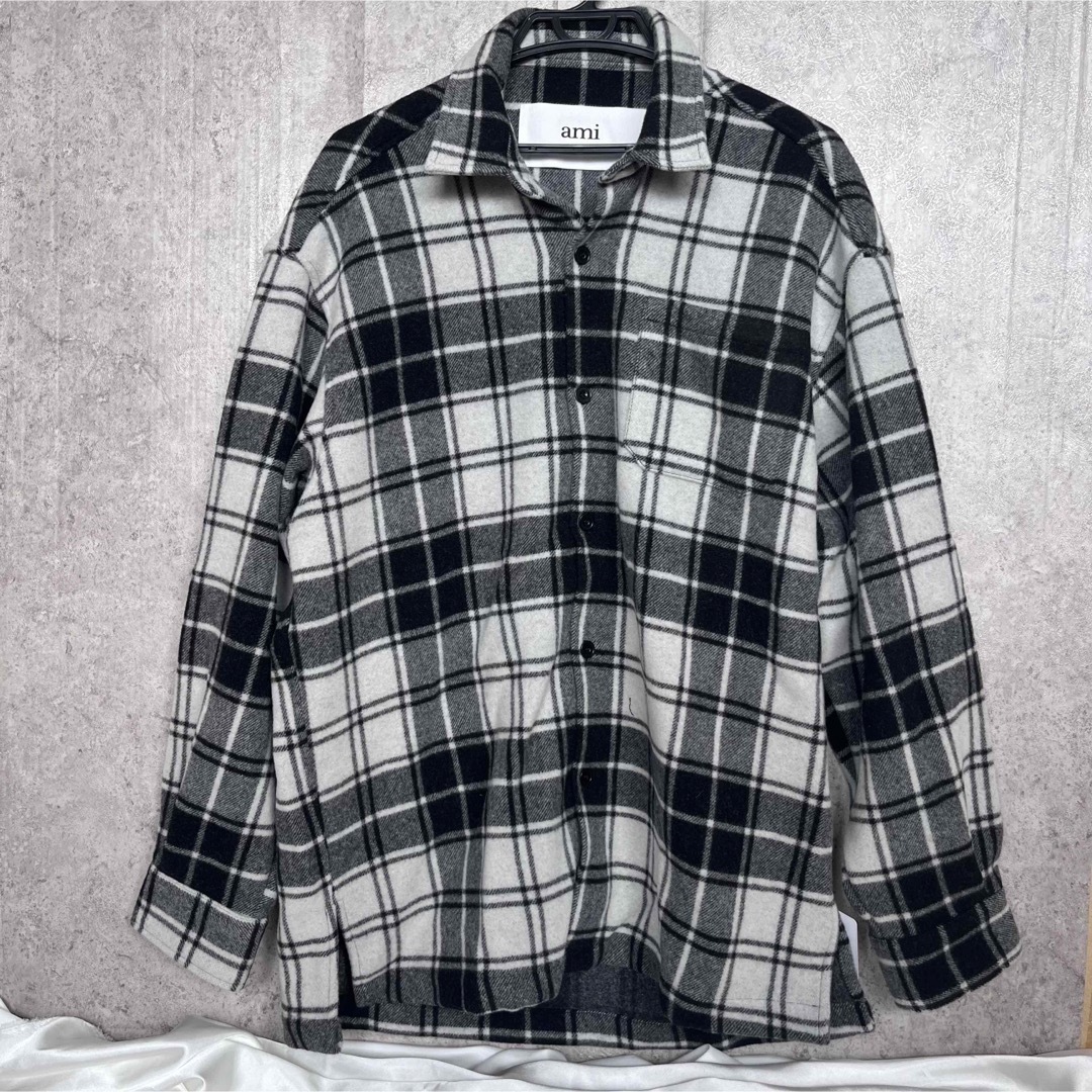 シャツジャケット新品未使用 AMI PARIS チェック ウール混 シャツ ジャケット