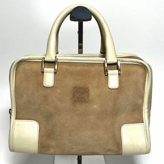 ロエベ(LOEWE)の【美品】 ロエベ アマソナ 28 ハンドバッグ スエード ベージュ ブランドロゴ(ハンドバッグ)