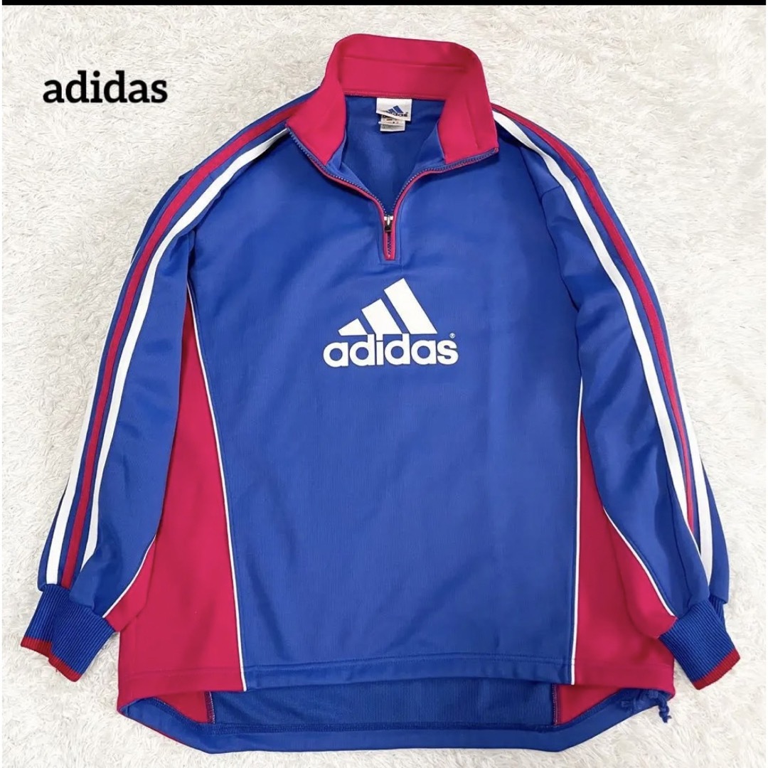 adidas(アディダス)のアディダス　ジャージ　デカロゴ　3本線　サイドライン　ハーフジップ　XL メンズのトップス(ジャージ)の商品写真