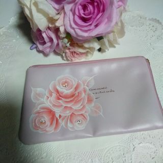 おまけ付❤️ トールペイント 薔薇ポーチ ピンク 新品未使用の通販