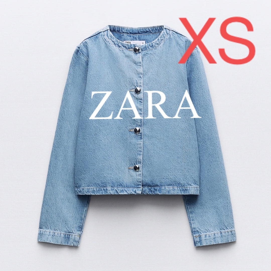 zara デニムジャケット ノーカラージャケット