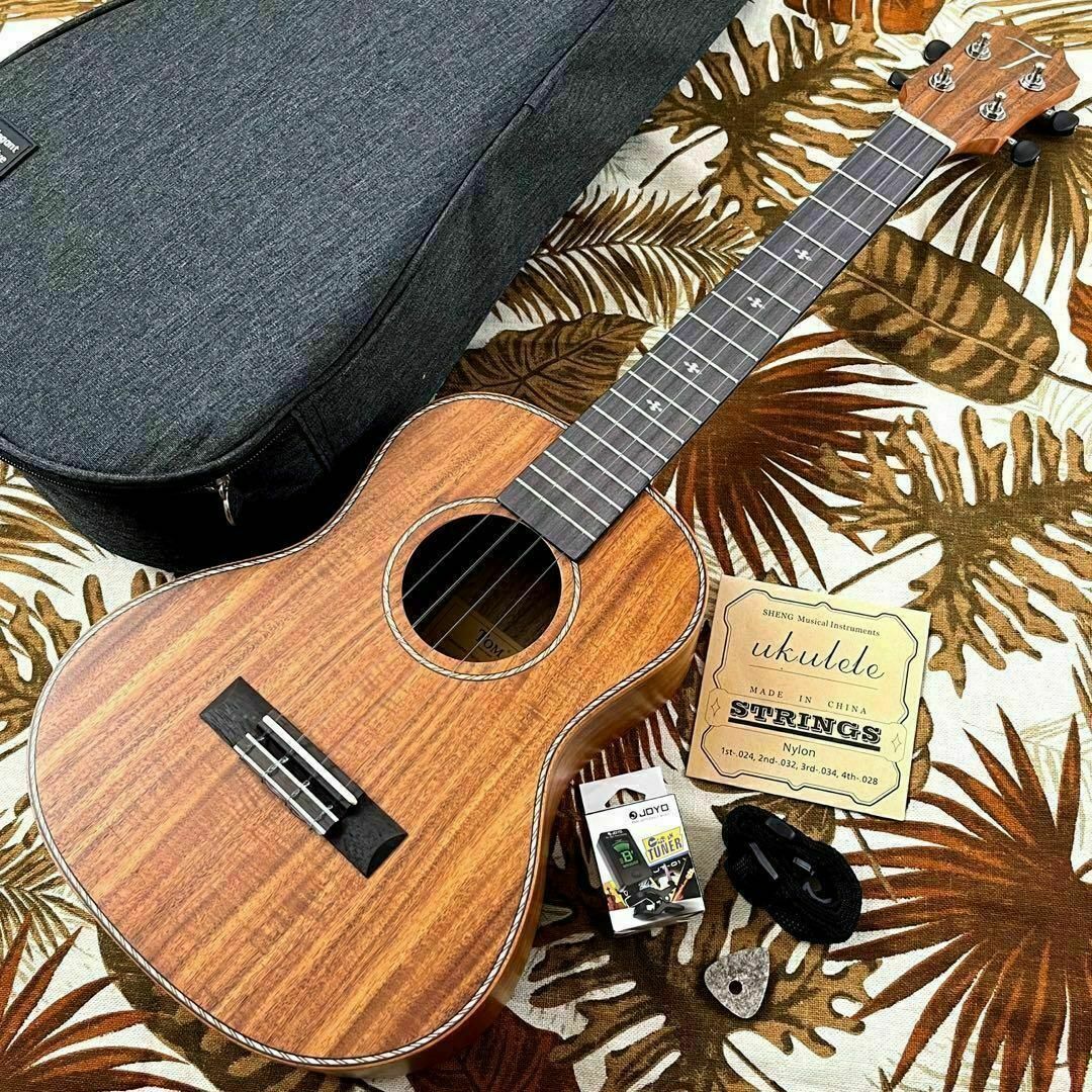 【Tom ukulele】アカシアコア材のエレキ・テナーウクレレ【入門セット】