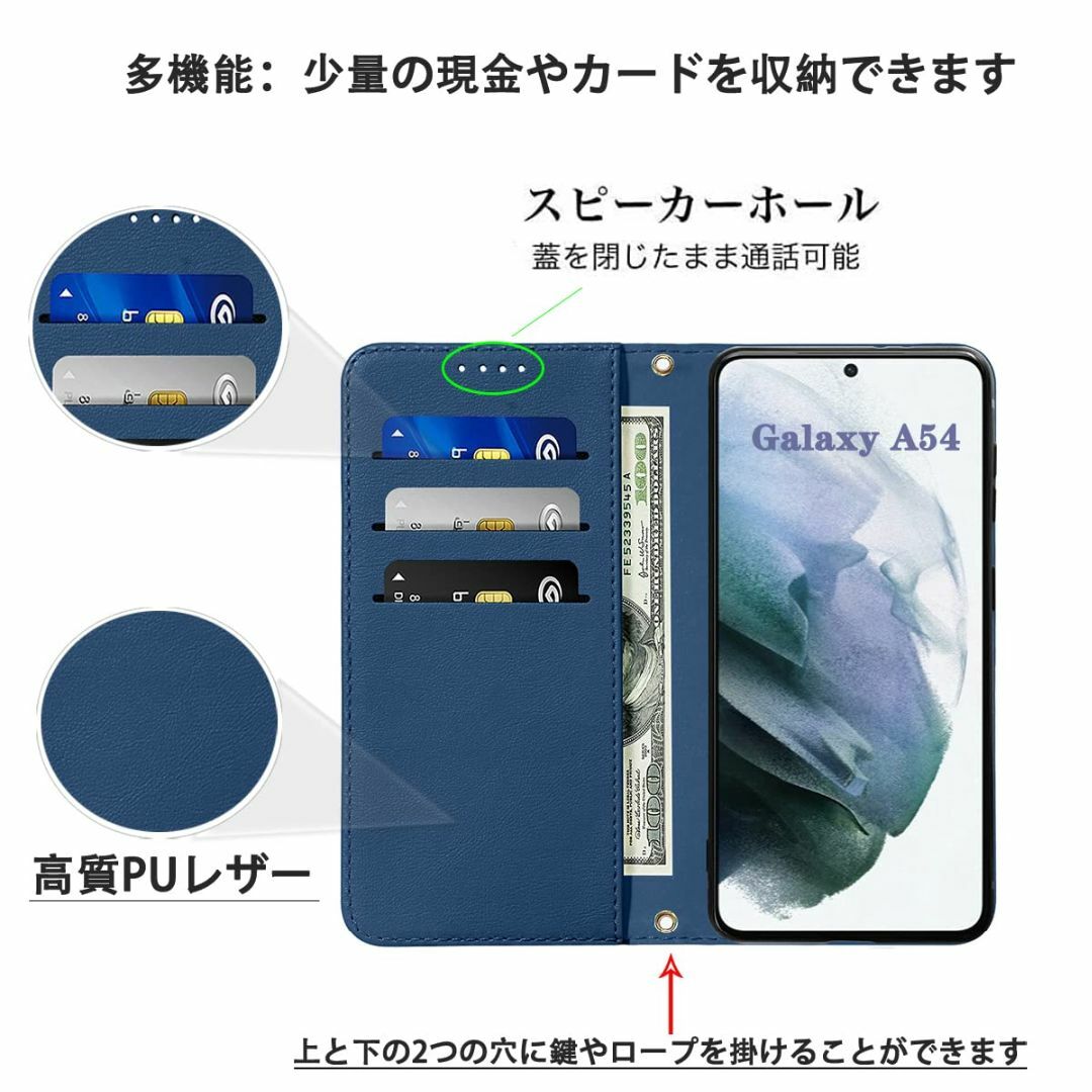 【色: ピンク】Galaxy A54 5G ケース 手帳 高質PUレザー Gal