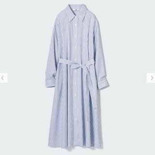 ユニクロ(UNIQLO)のUNIQLO ストライプ コットン Aライン シャツワンピース(ロングワンピース/マキシワンピース)