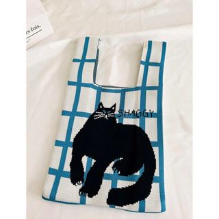 新品　猫柄　ニットバック　ミニトート　かぎ編みバック(ハンドバッグ)