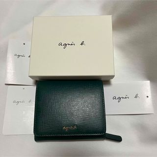 agnes b / アニエスベー ■ 三つ折り財布 パテントレザー ダークグリーン 財布 / サイフ / ウォレット / wallet / コイン ブランド  [0990008731]